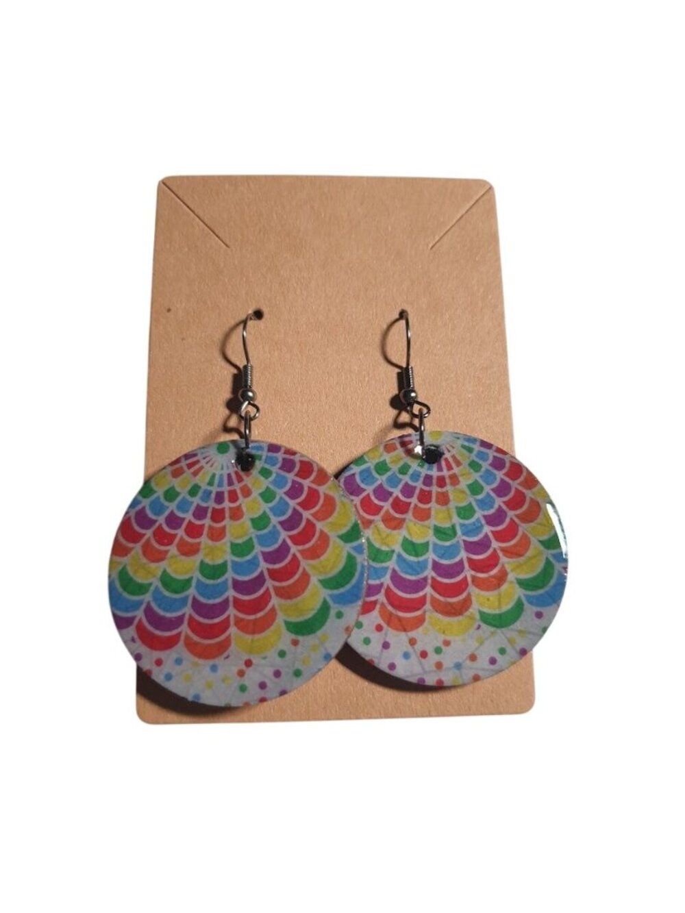 Rainbow Pattern Drop Earrings Lightweight Two Sided Casual Everyday Pride Wear
